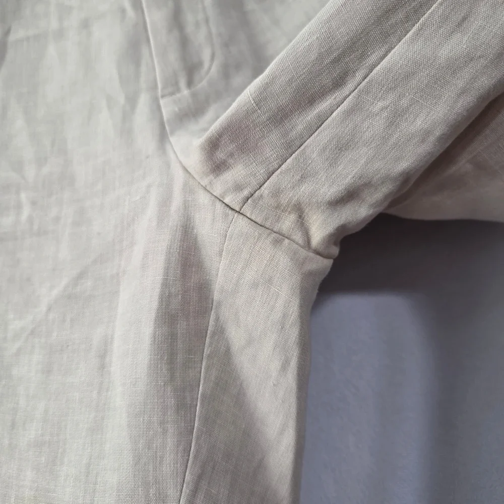 COS Linen Trousers Women 48 Beige Straight Leg Lined Pants Office Preppy Minimal